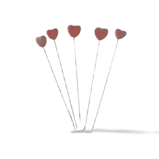 Srdiečka ružové na drôtiku 5ks