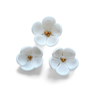 Kvietky biele zlatá striedka 3ks 