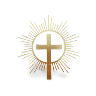 Krížik s eucharistiou . Akrylový zápich na tortu – zlatý